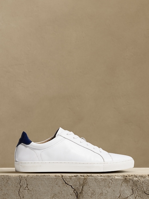 Banana Republic Men's Nicklas Leather Sneaker Pure White Size 8