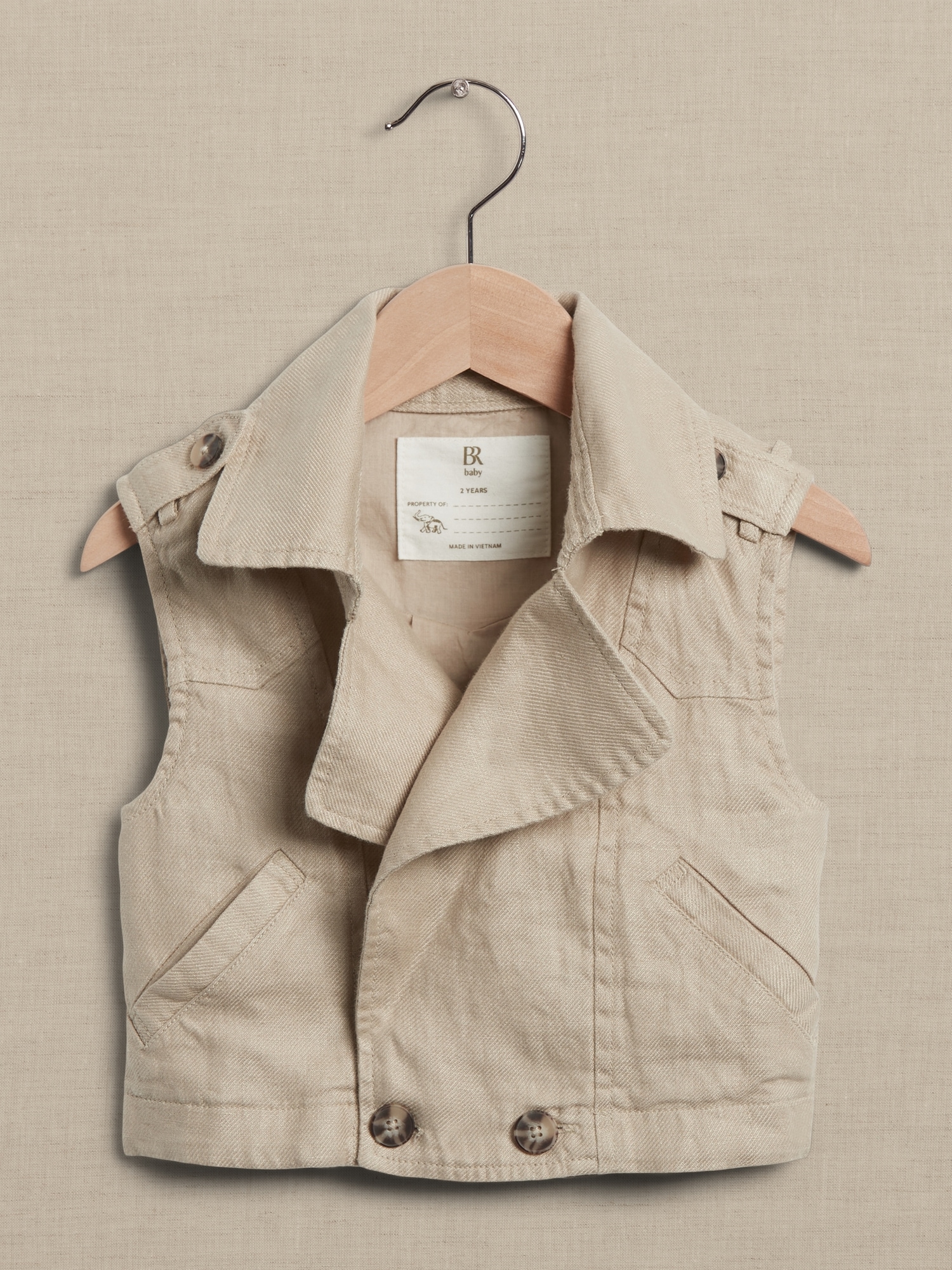Banana Republic Delphine Cropped Linen Trench Vest for Baby + Toddler multi. 1