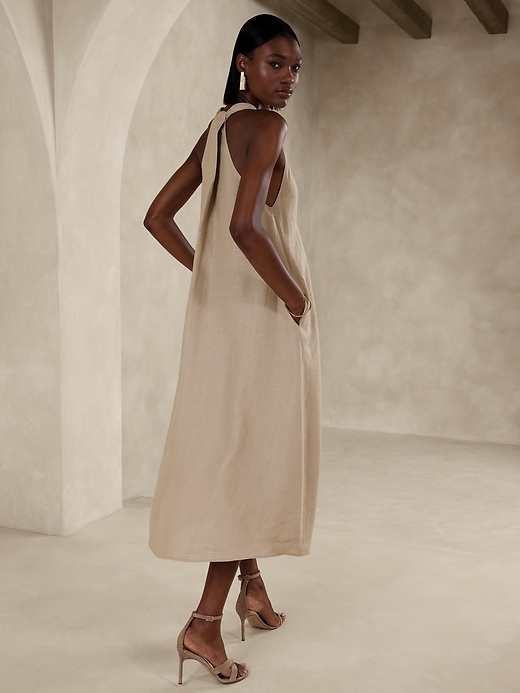 banana republic peasant midi dress Poplin Gathered-Neck Midi Dress