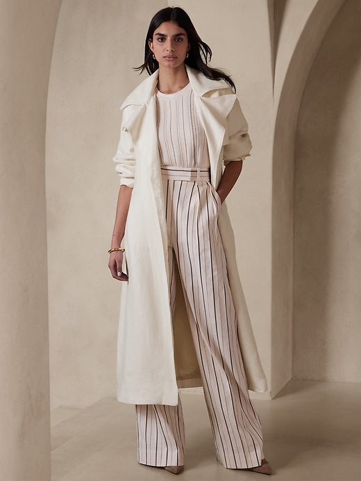 Silvia Linen Trench Coat Banana Republic