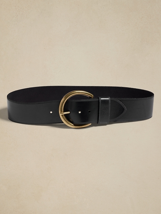 Ladies - Black Leather Belt - Size: XXL - H&M