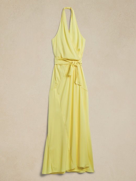 Bettina Satin Halter Maxi Dress | Banana Republic