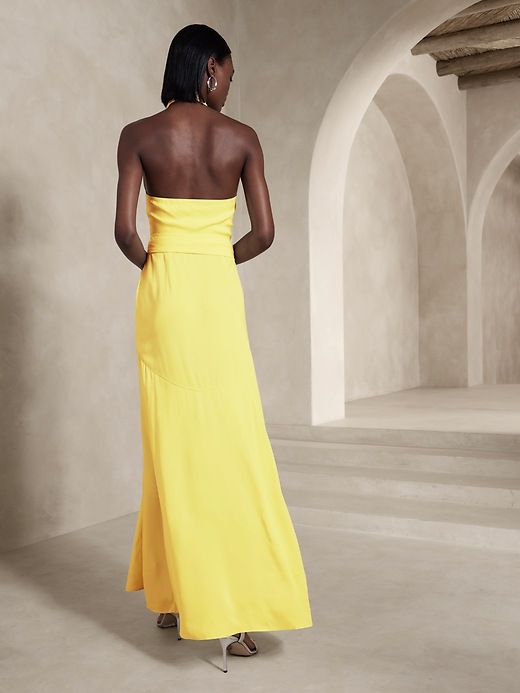 Bettina Satin Halter Maxi Dress | Banana Republic