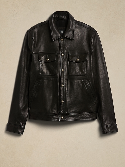 A LEATHER【NEW】TRUCKER JACKET サイズ56 A1 FASHION GOODS Mens Soft Leather Trucker Jacket Black