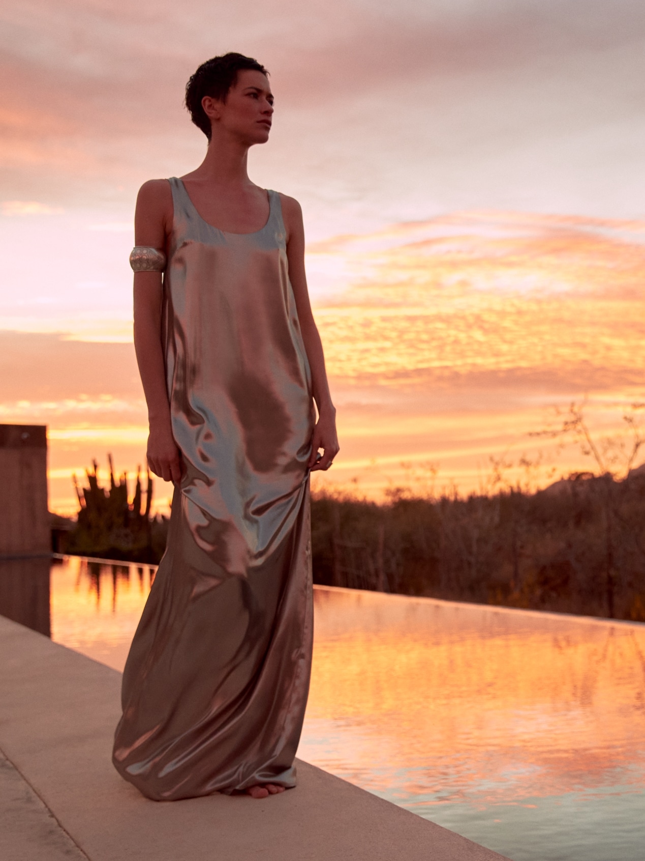chinese dress ladies Banana Republic Satin Trapeze Long Dress  MOTHER OF