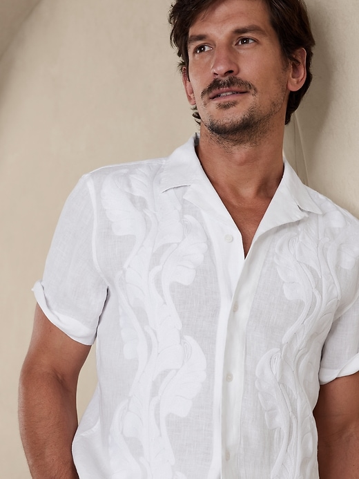Louis Embroidered Linen Resort Shirt