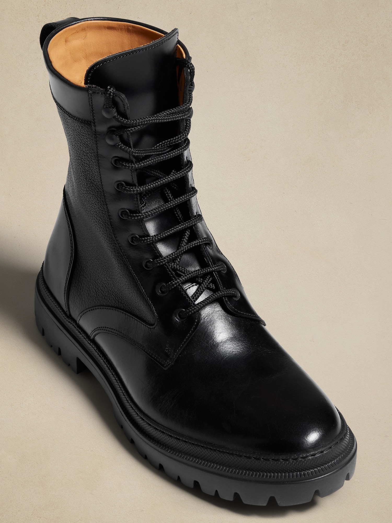 Banana Republic Men's Leo Leather Lace-Up Boot Black Size 8