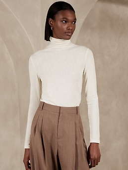 Sabel Wool-Blend Turtleneck T-Shirt | Banana Republic