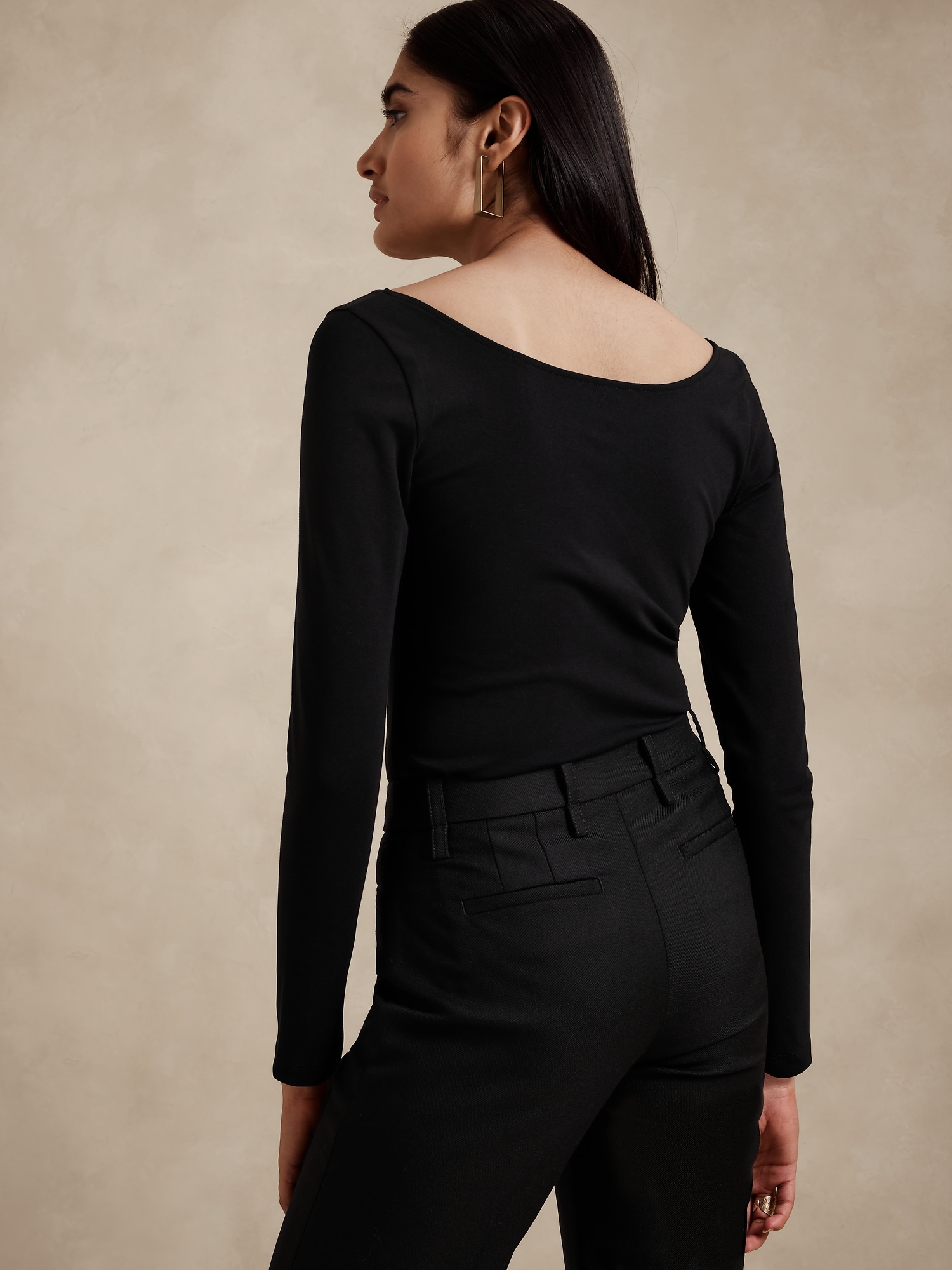 MANGDIUP Women's Size Large Black Scoop Neck T- Shirt Basic