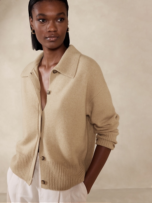 Astrid Boiled Cashmere Polo Cardigan | Banana Republic