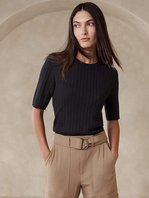 Nezha Merino Ribbed Sweater | Banana Republic