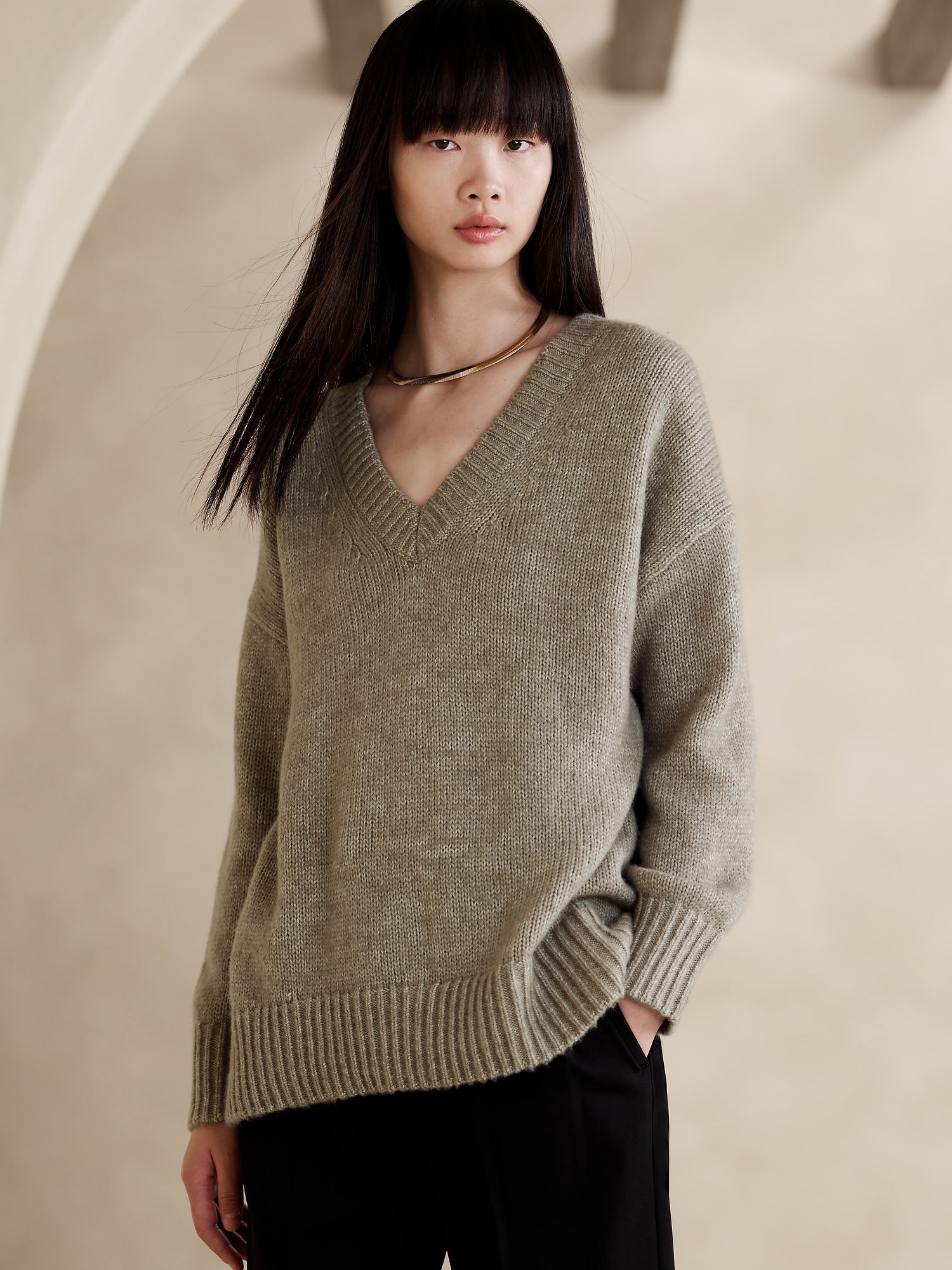 Salma Oversized Wool-Cotton Sweater