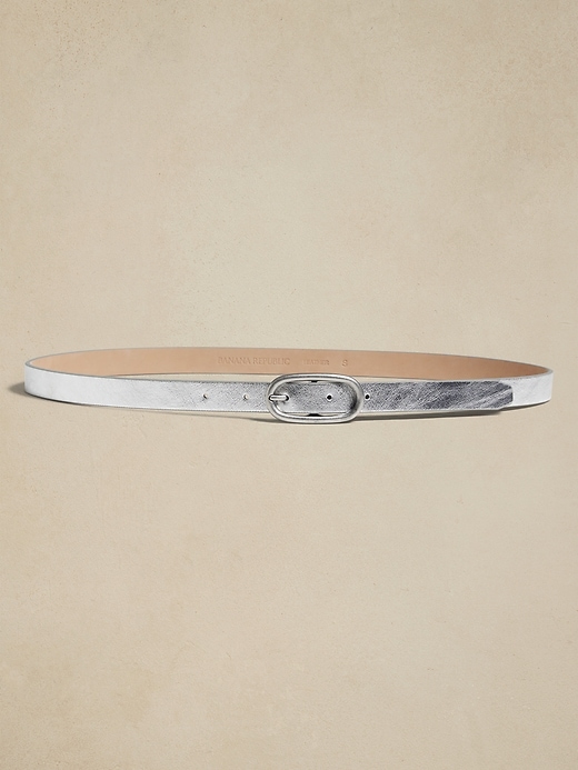1 of 8 showing, with the color Silver of product Daze Skinny Leather Belt