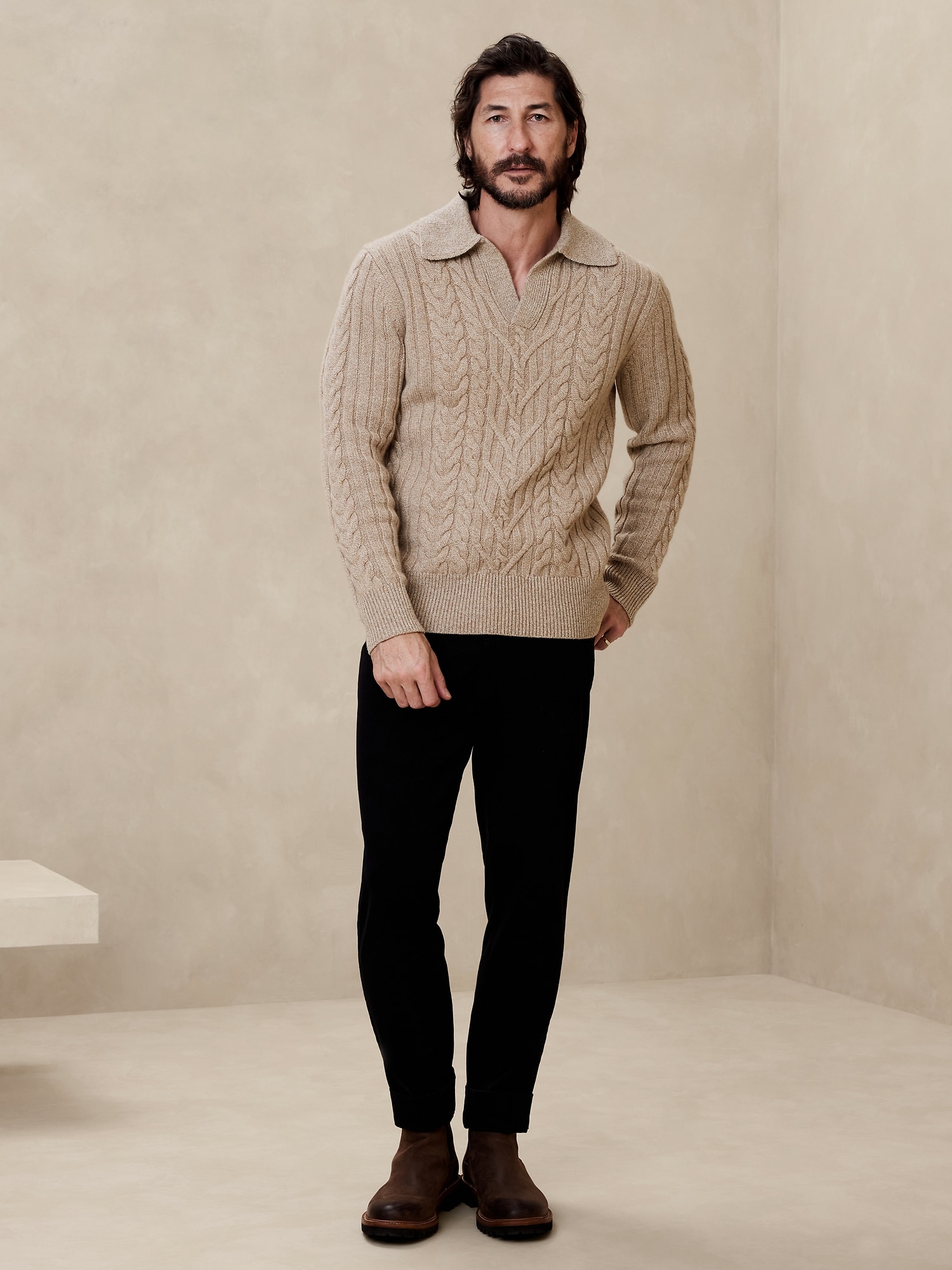Lucas Wool-Cashmere Cable Sweater | Banana Republic