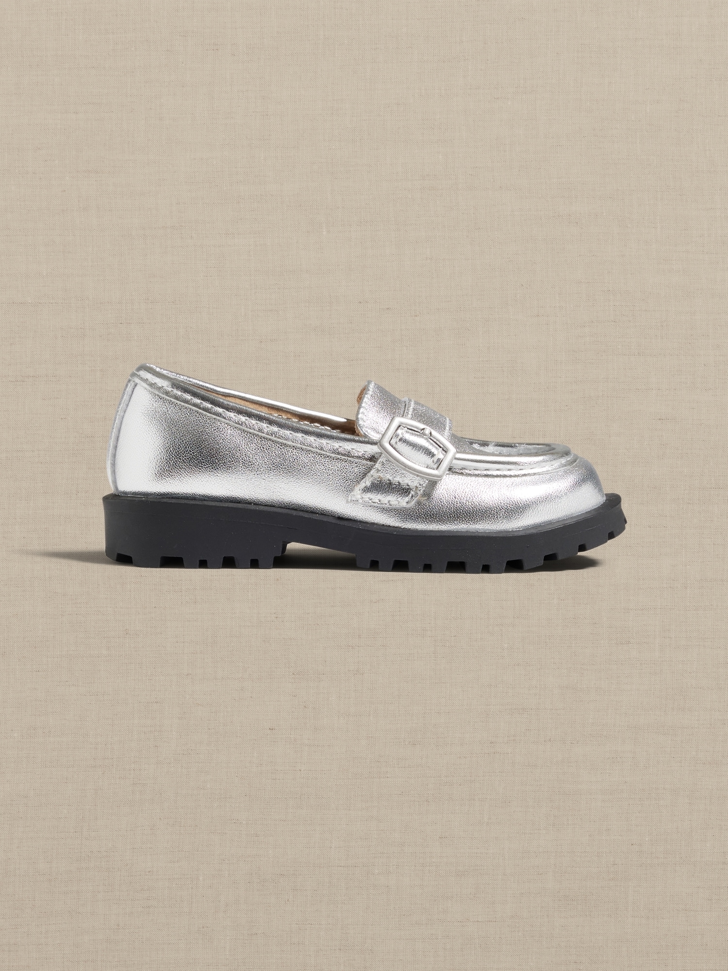 Luz Metallic Leather Loafer For Toddler