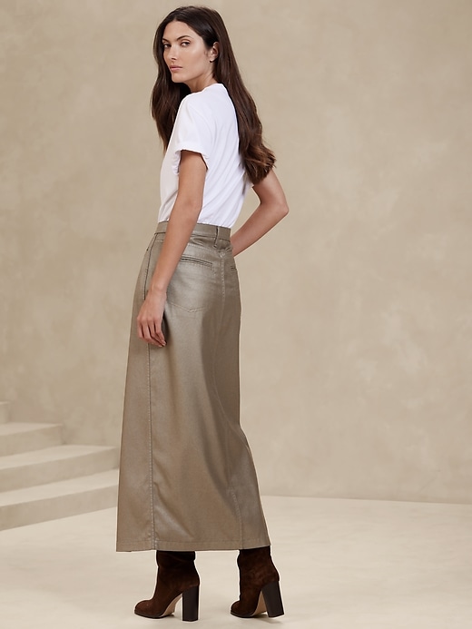 Pearl Metallic Denim Maxi Skirt | Banana Republic