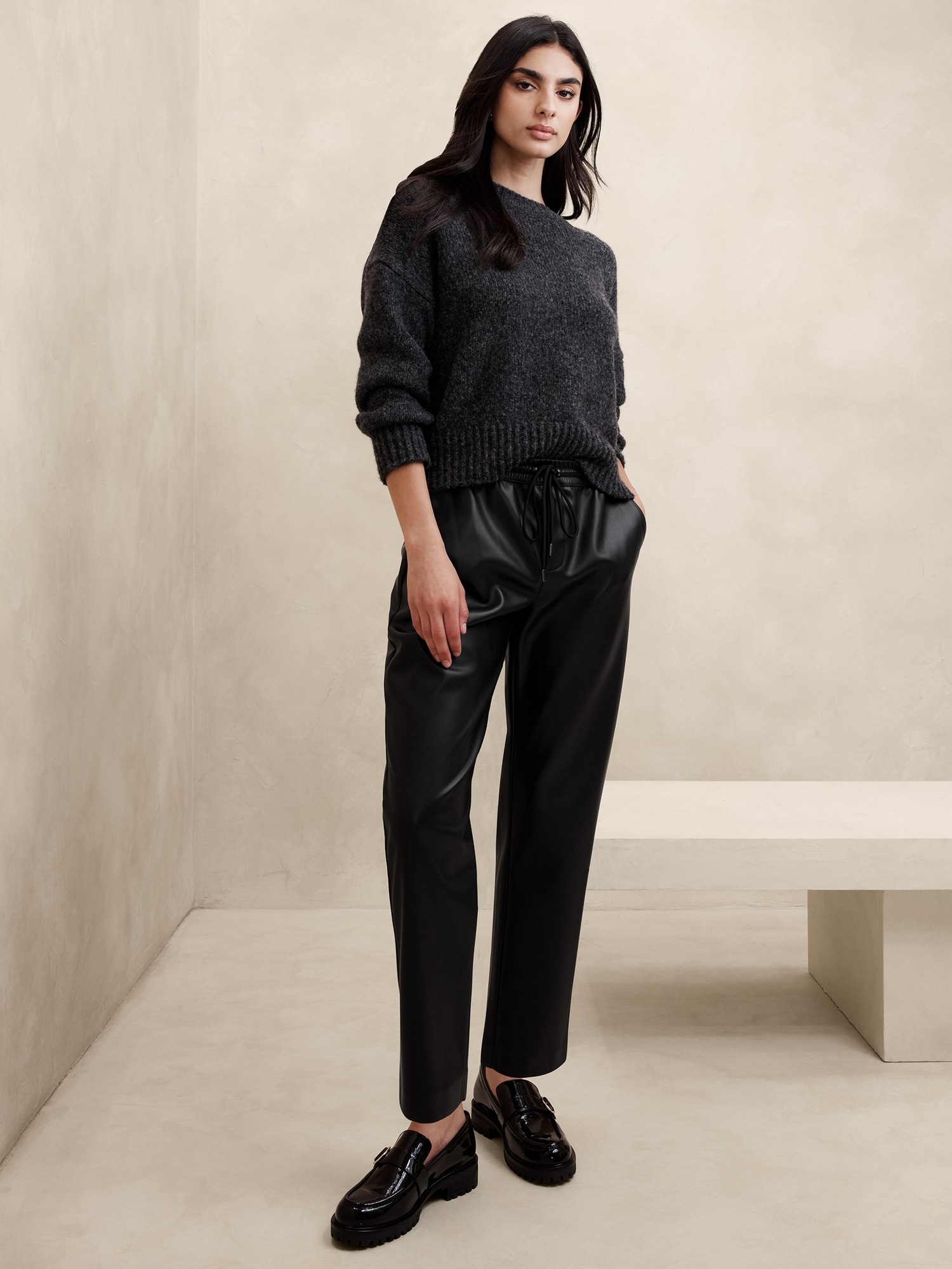 The faux-leather pant you need for fall from Banana Republic.
