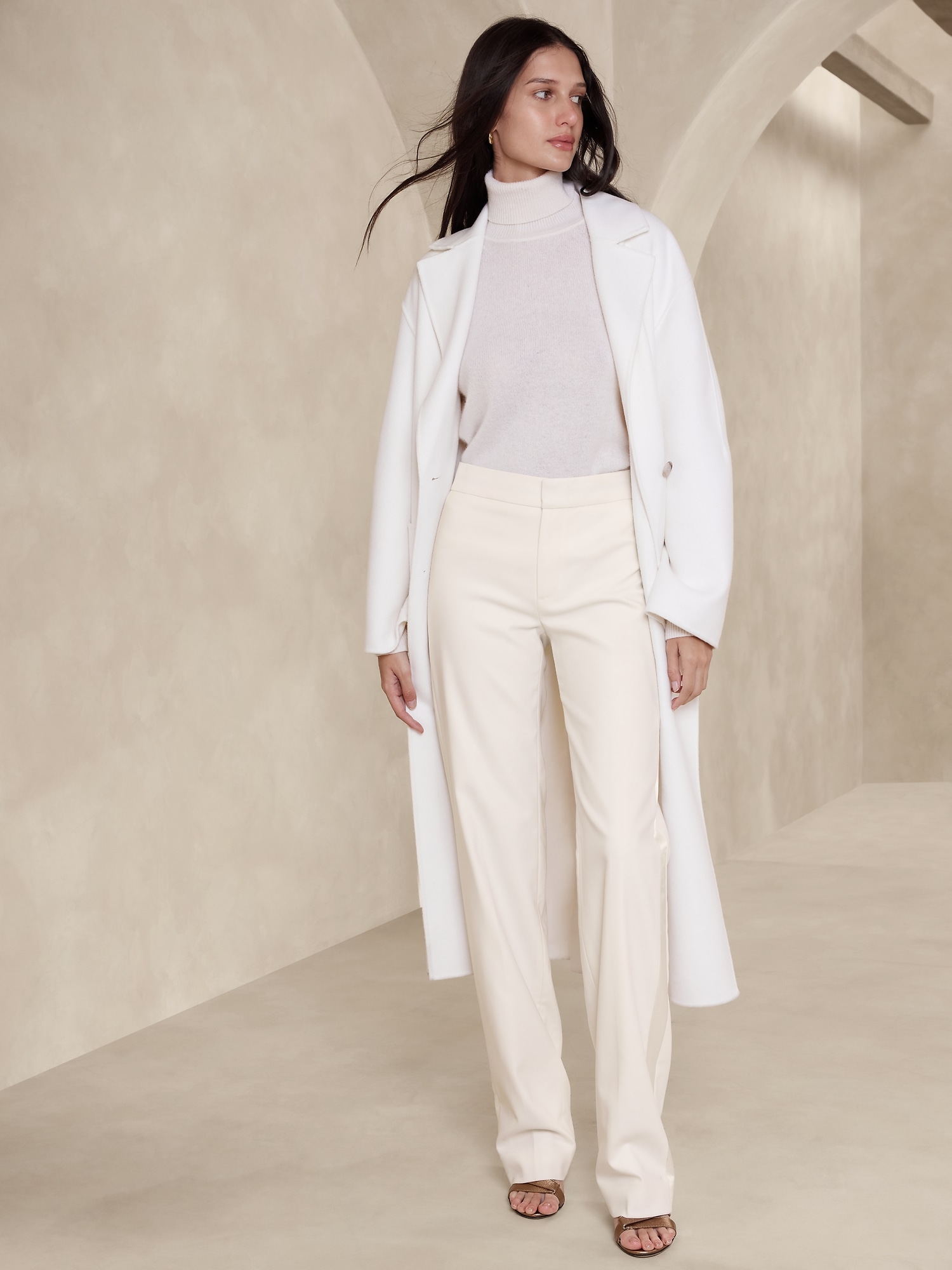 Lucy - White High Waisted Kick Flare Trousers | Trousers | Miss G Couture-thunohoangphong.vn