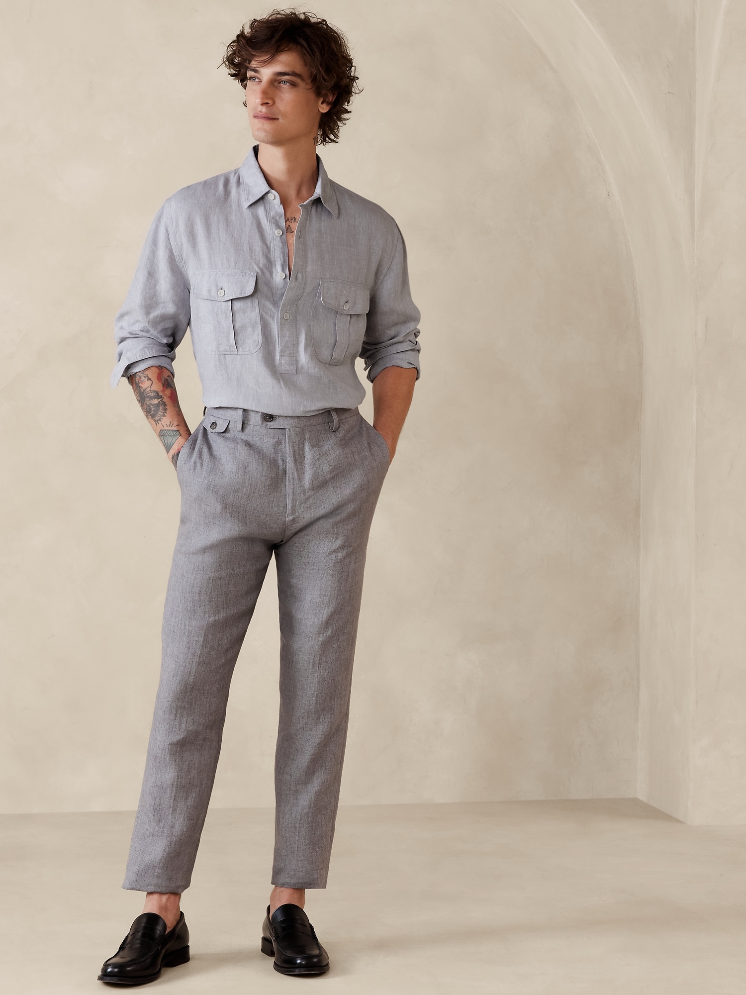 Buy Men's Elegance Grey Linen Pant Online | SNITCH