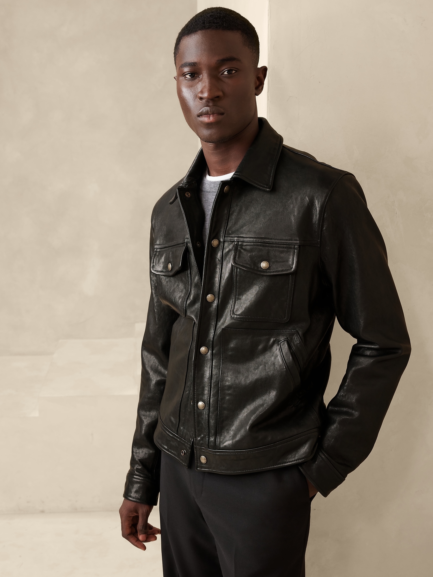 Genuine leather jacket clearance mens