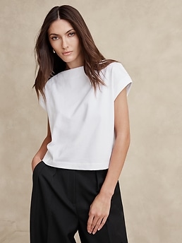 Heavy Cotton Boat-Neck T-Shirt | Banana Republic