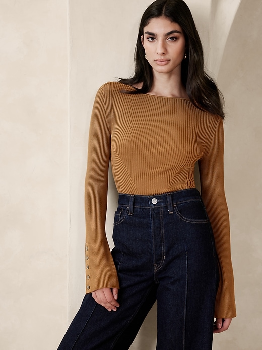 Jennie Boat-Neck Sweater Top | Banana Republic