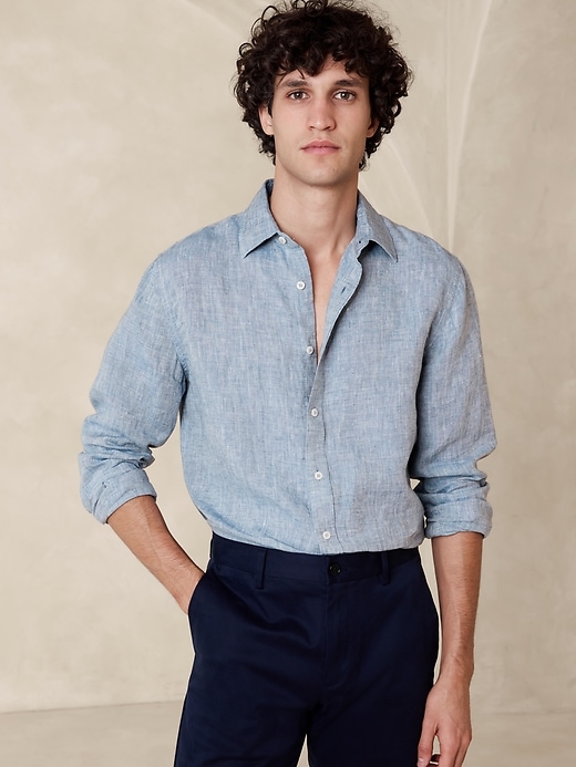 Untucked Slim-Fit Linen-Cotton Shirt | Banana Republic