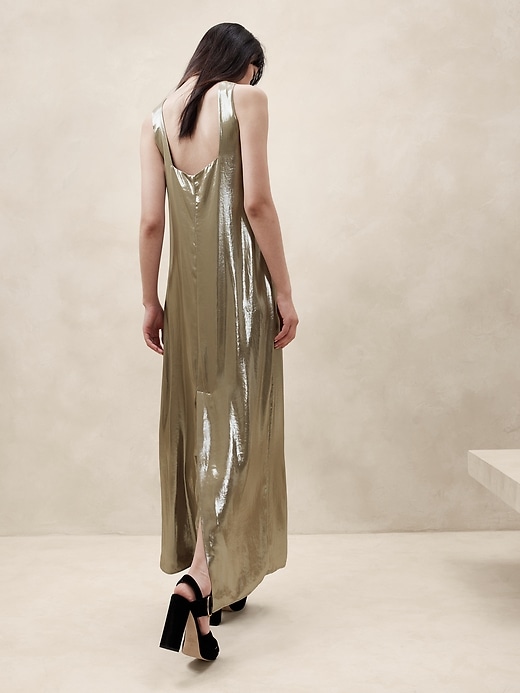 2 of 8 showing, with the color Silver Foil of product Maxime Metallic Maxi Dress