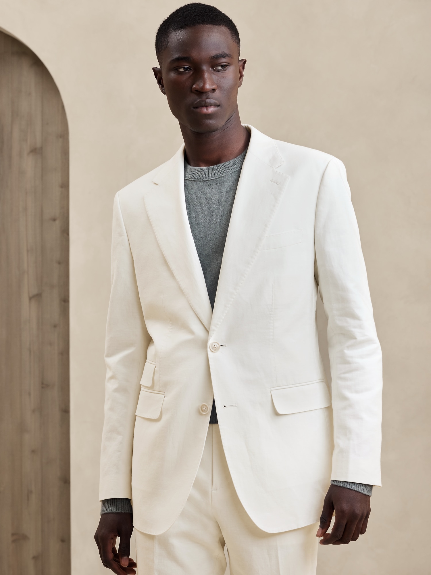Cotton-linen jacket with pockets - Man