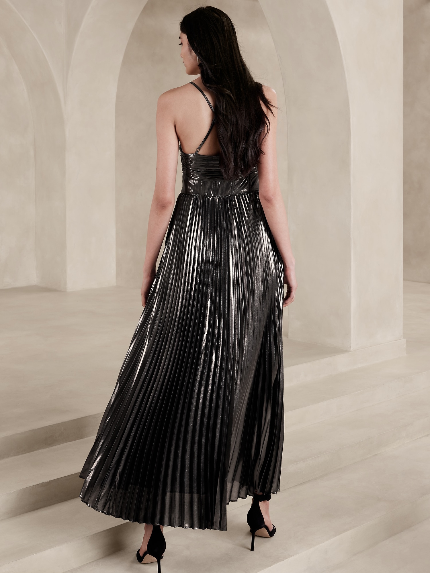 Odetta Metallic Maxi Dress Banana Republic