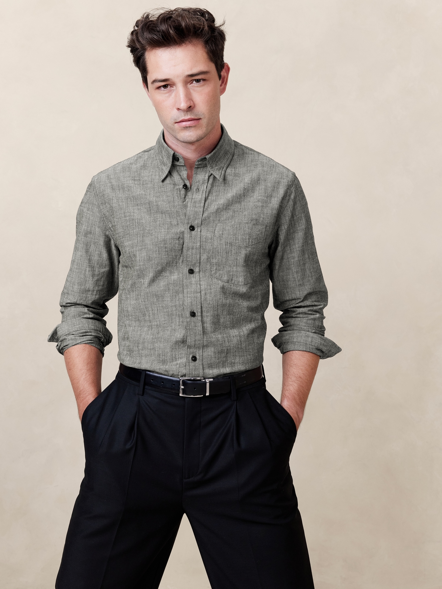 Men Charcoal Grey Smart Slim Fit Solid Formal Shirt – dennisonfashionindia