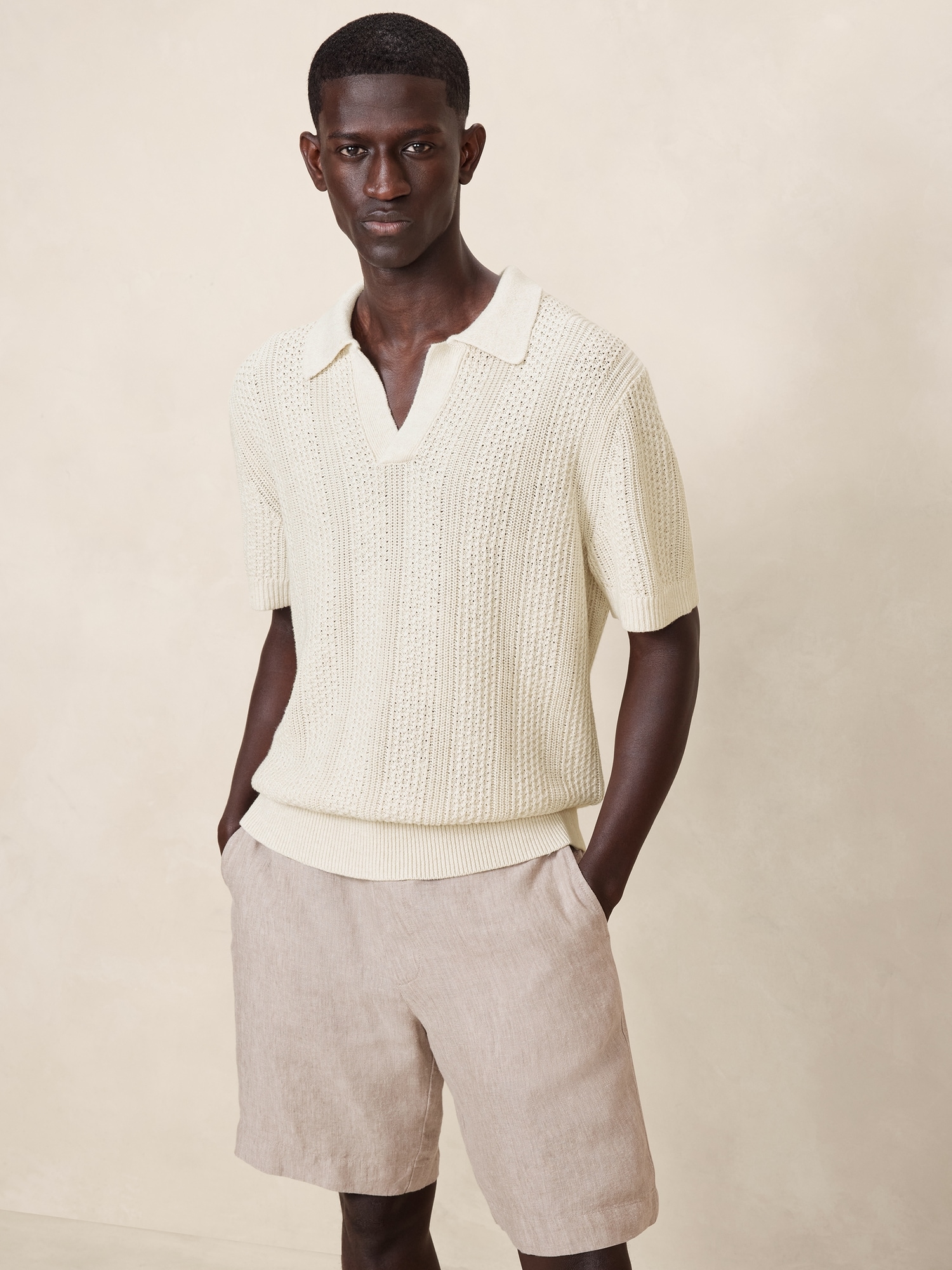 Giorgio Linen-Cotton Sweater Polo