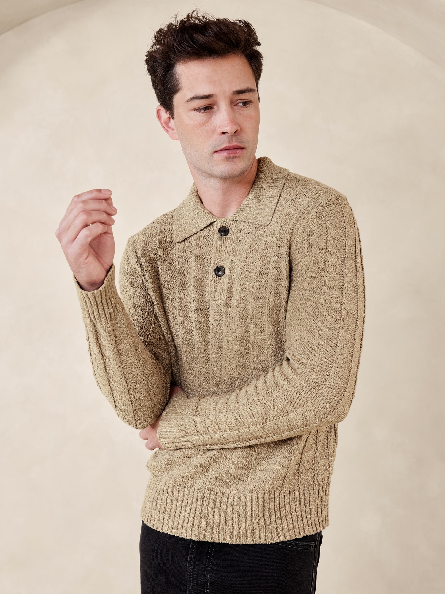 Palisades Cotton-Linen Sweater Polo