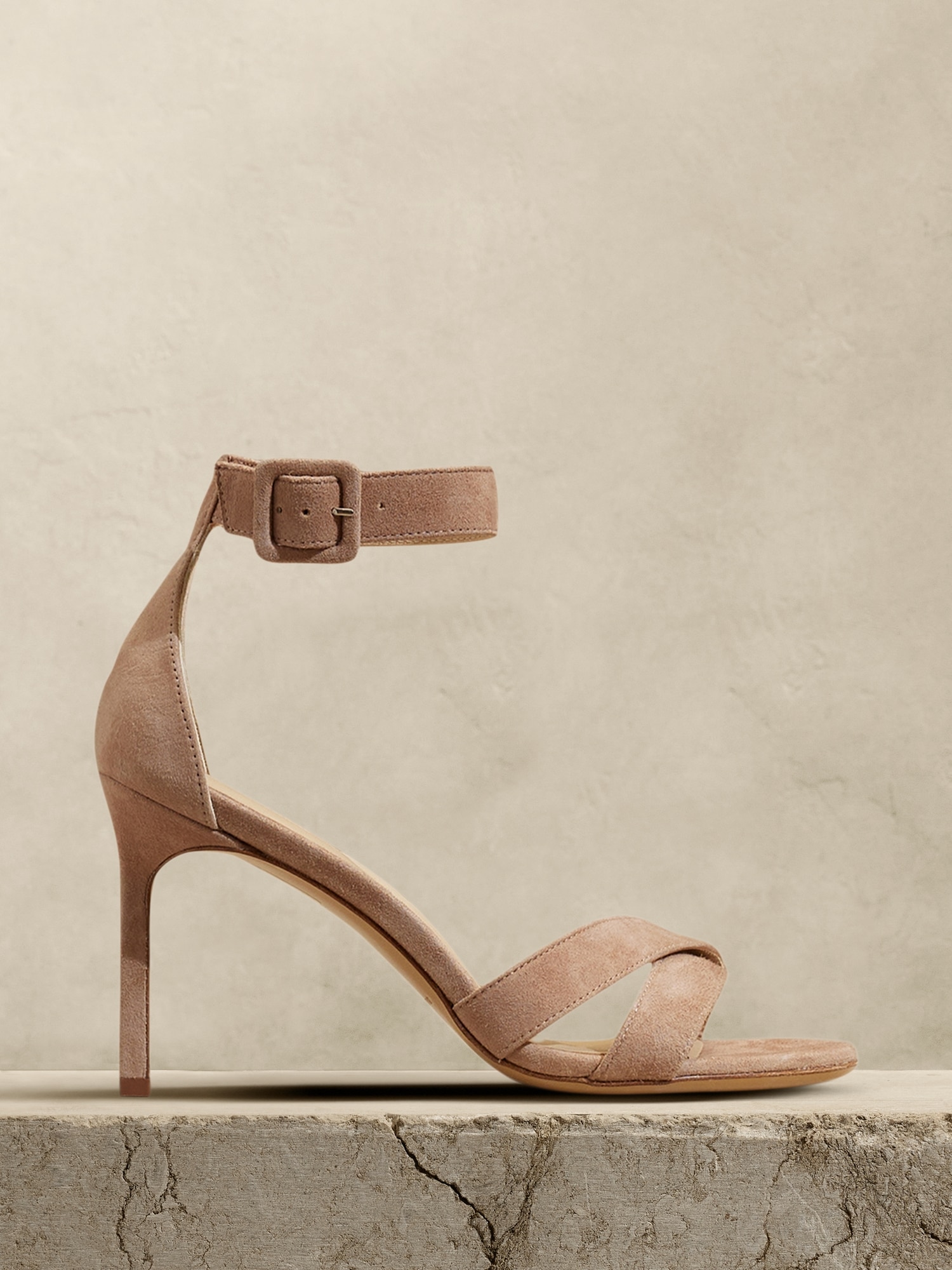 Simple High Block Heel Metallic Sandals | David's Bridal