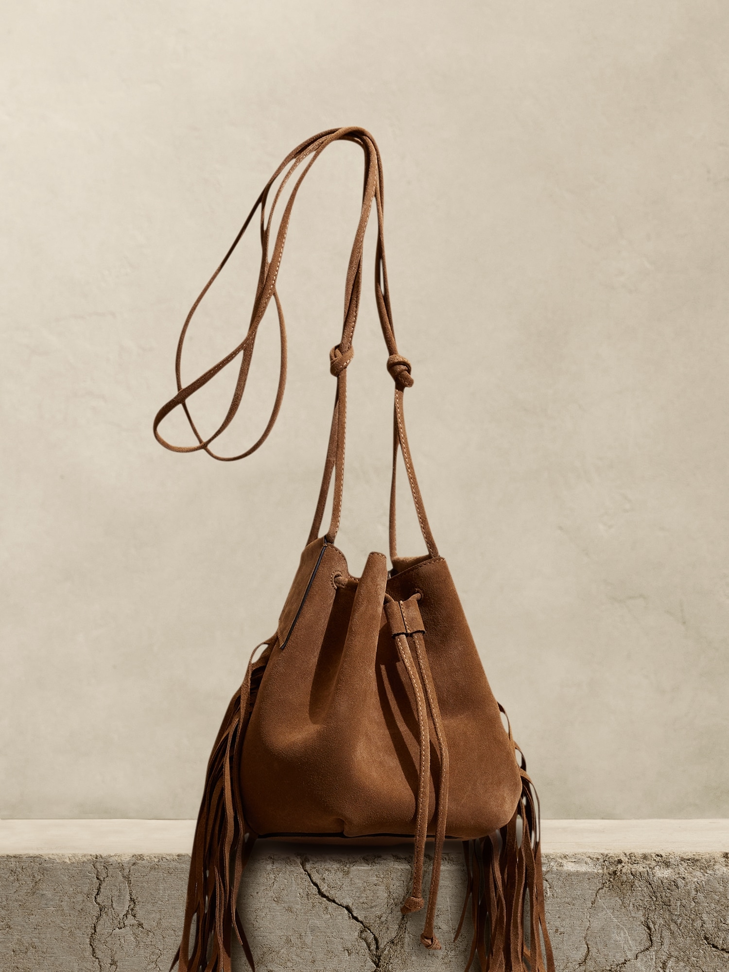 Drawstring Bucket Bag | Brown Leather Purse - Qisabags