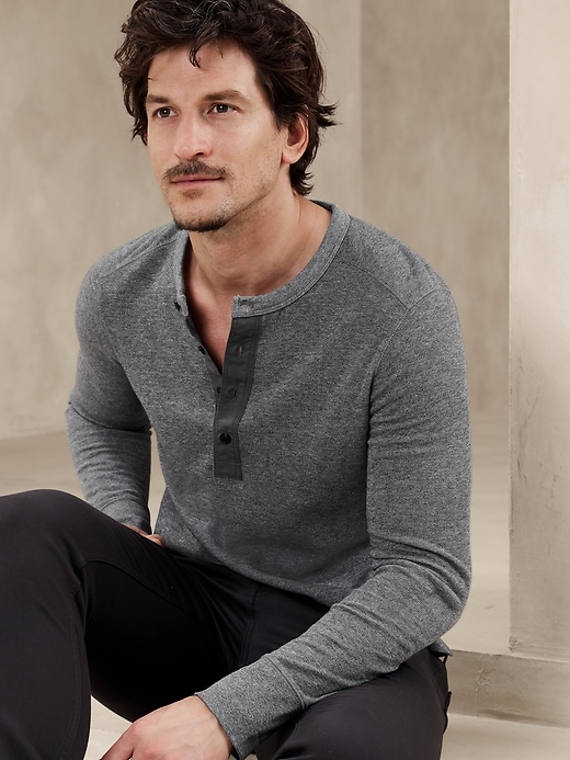 DoubleKnit Henley TShirt Banana Republic