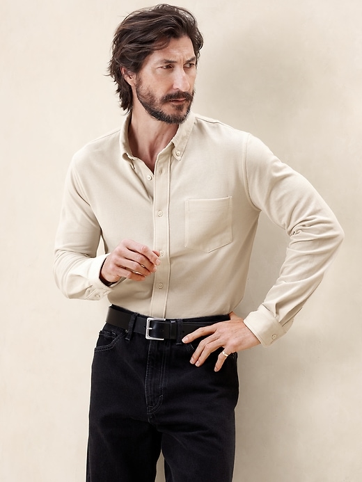 Luxury-Touch Pique Shirt | Banana Republic