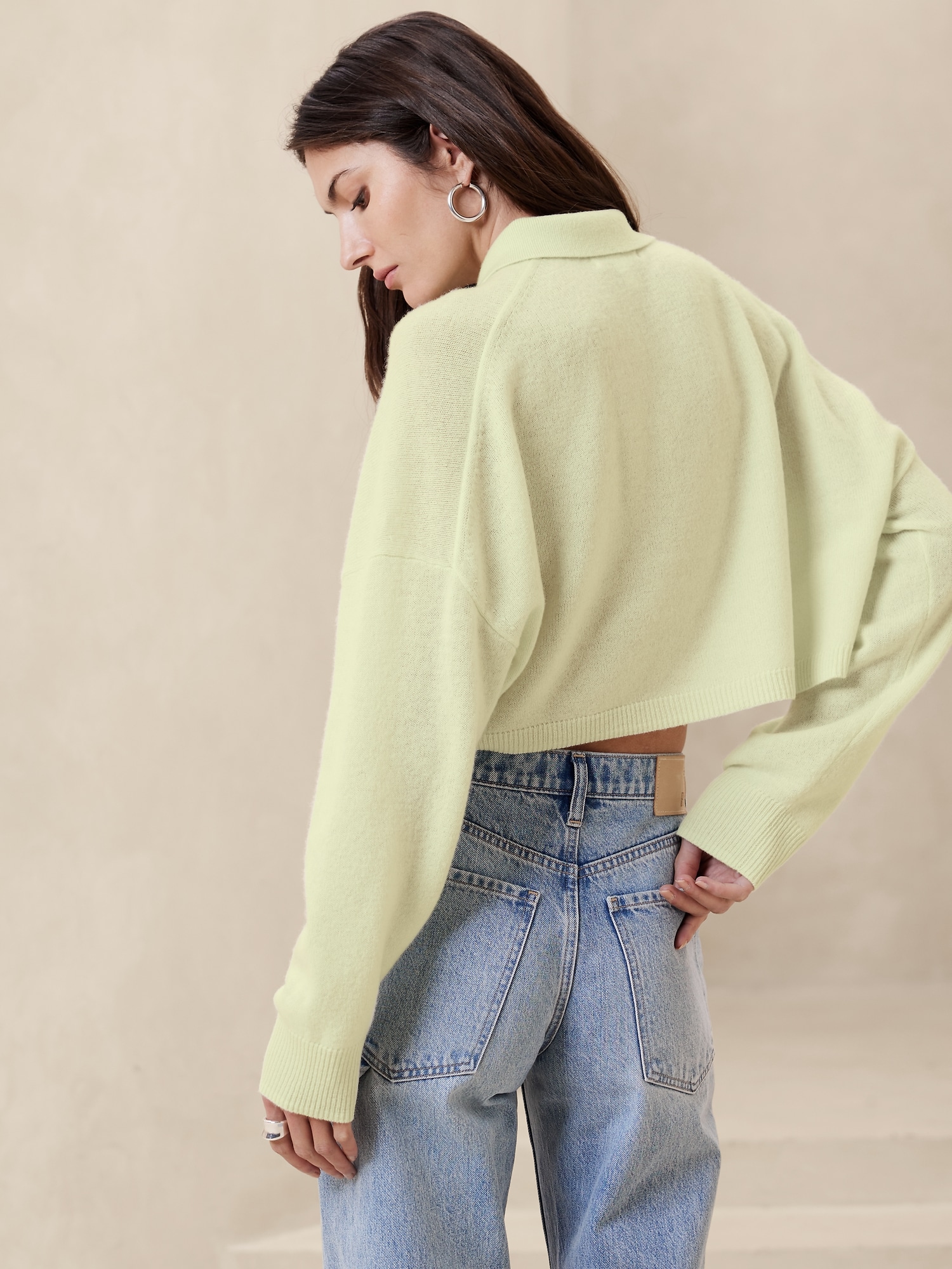 Luna Cropped Cashmere Sweater Polo