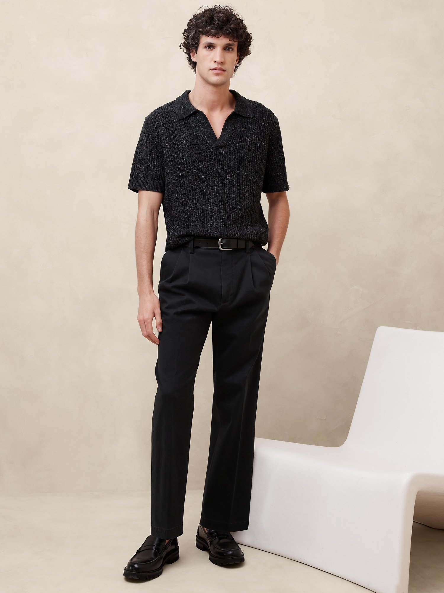 Men's Black Slim Fit Dinner Suit Pants With Belt Loops