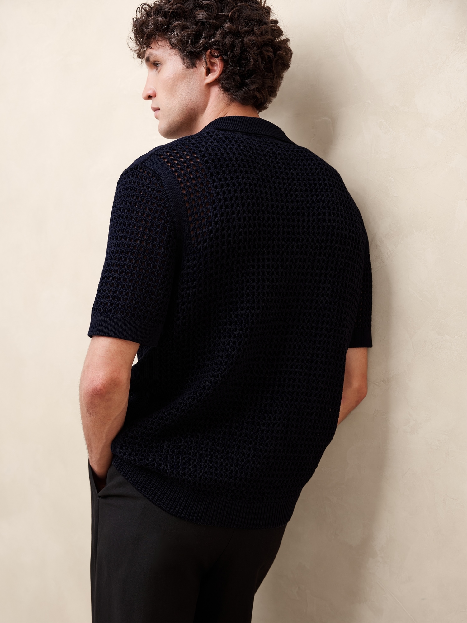 Point Sur Open-Knit Sweater Polo
