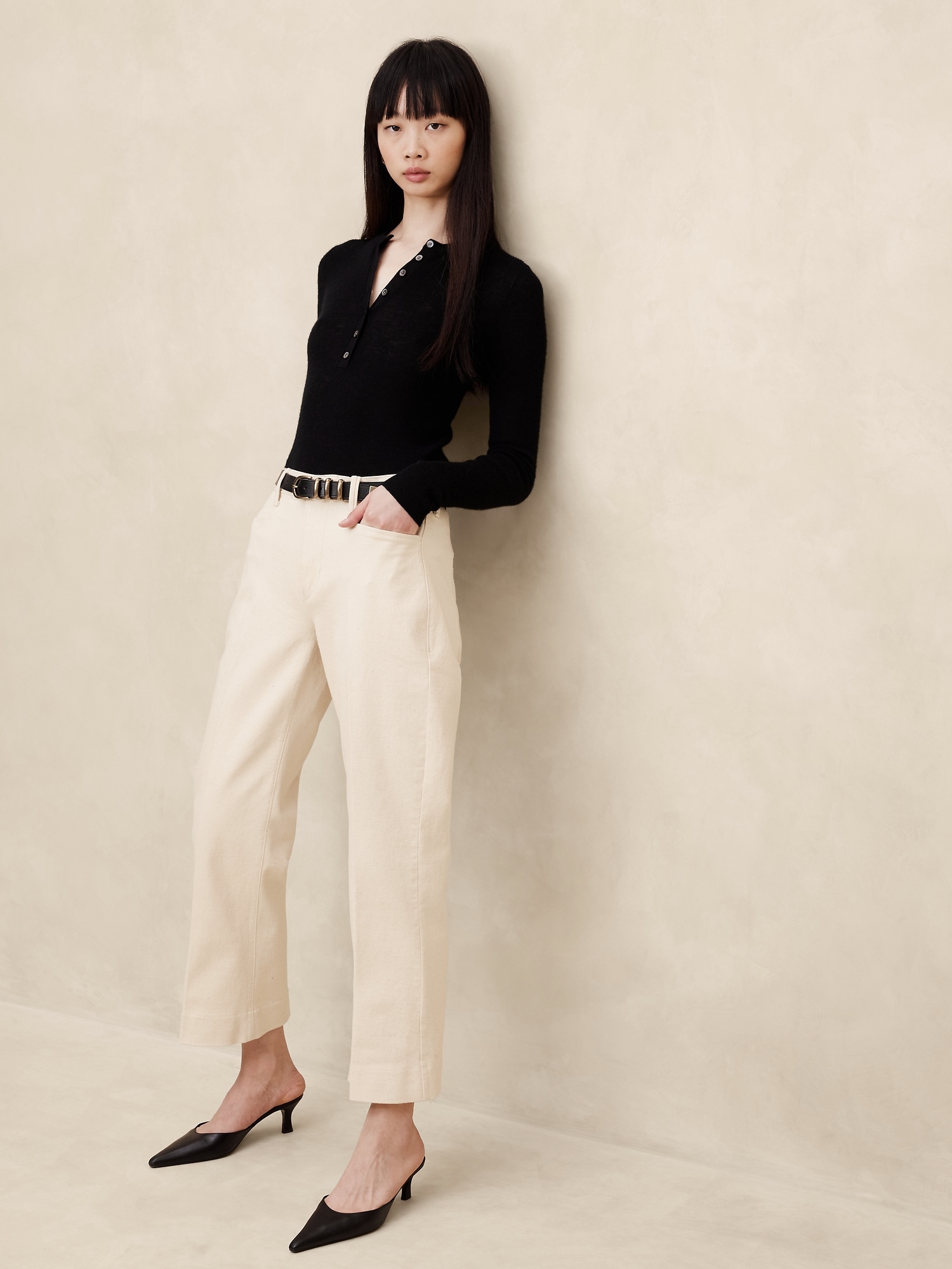 Cropped button trousers - Woman