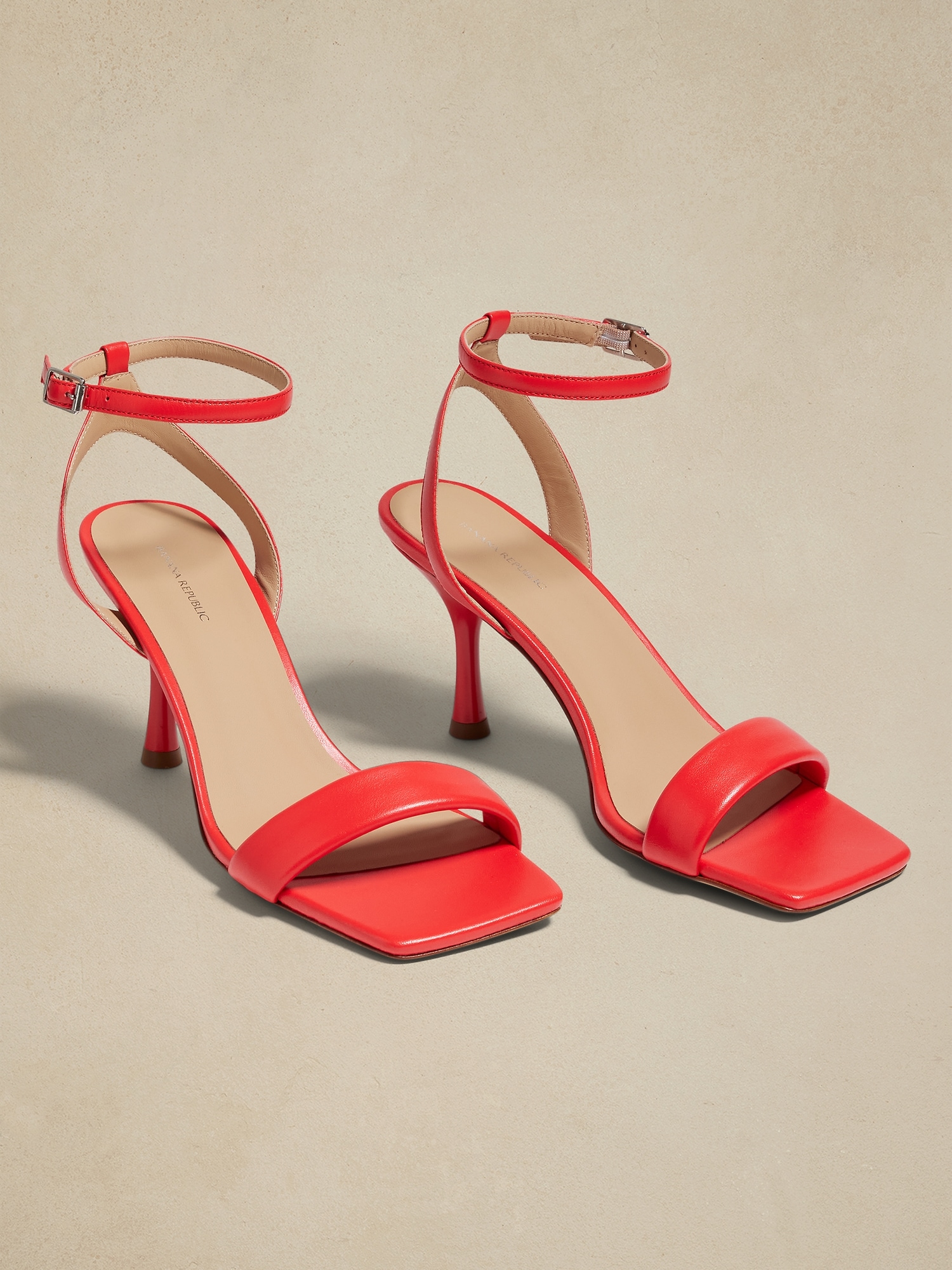 Contorno Leather Flare-Heel Sandal