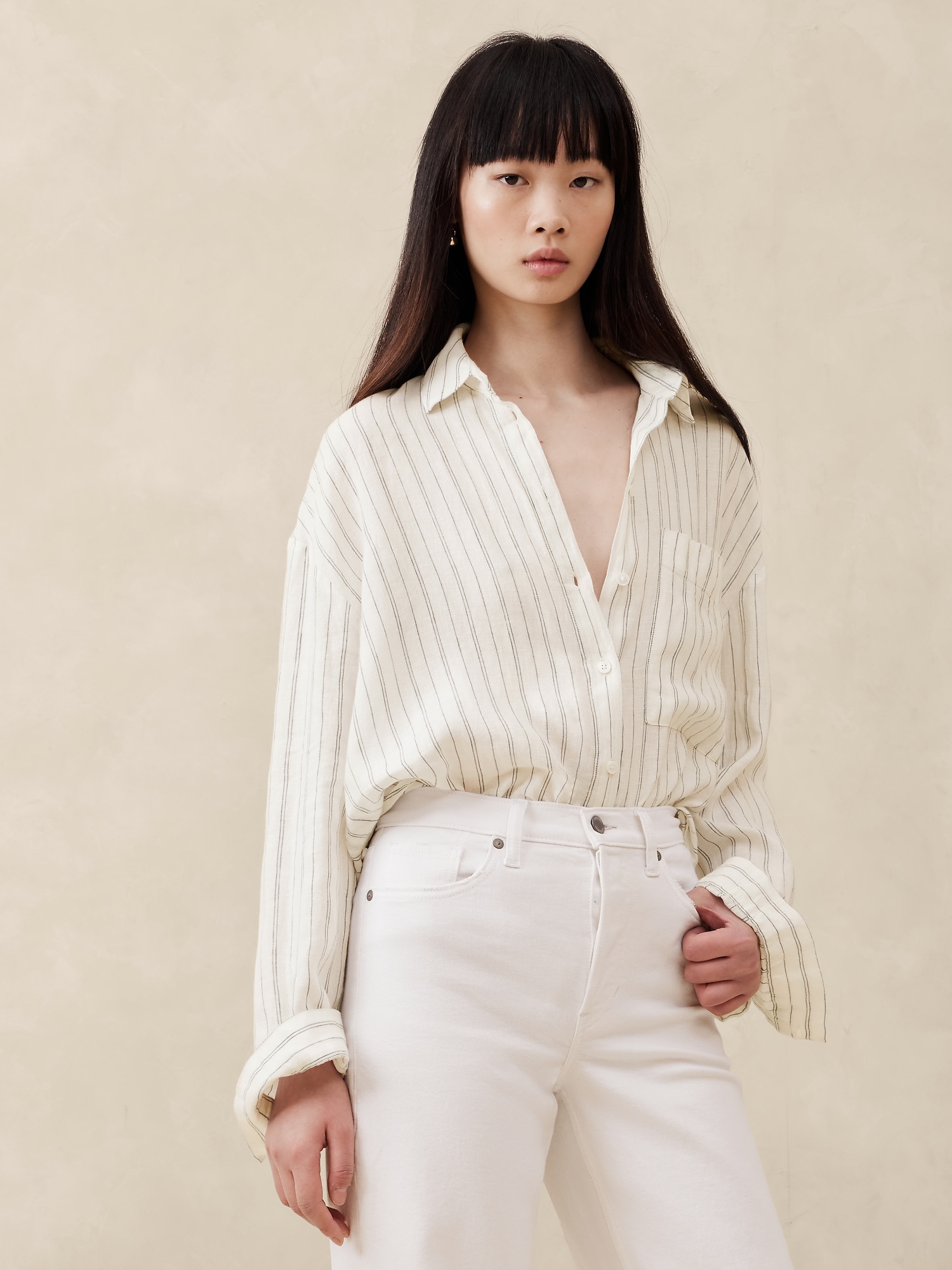 Oversize Linen Blouse, Linen Shirt for Women, Loose Linen Top