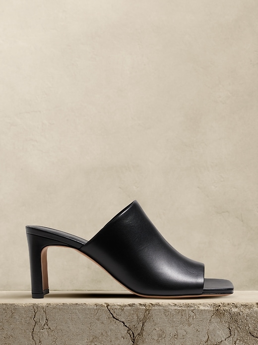 Lucca Leather Square-Toe Mule | Banana Republic