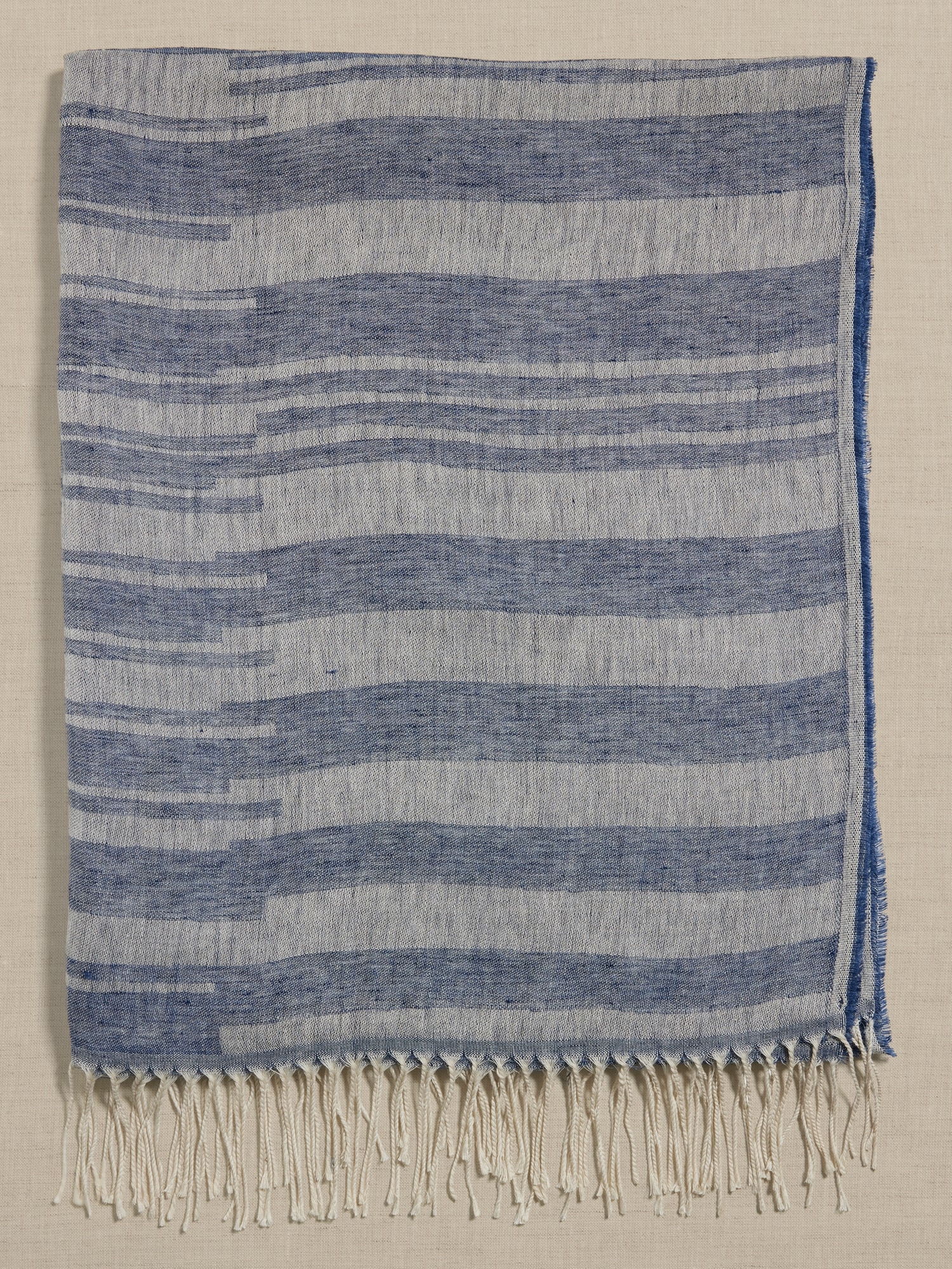 Striped Silk-Linen Scarf