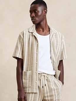 Stripe Jacquard Resort Shirt | Banana Republic