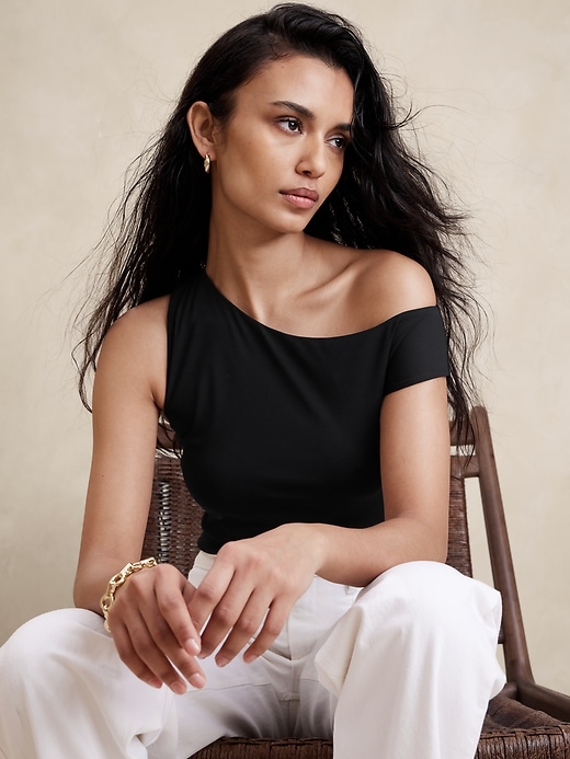 BANANA INTARSIA KNIT CROPPED TOP