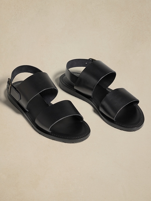 Italian Leather Double-Strap Sandal by Crosby Square  display picture 2