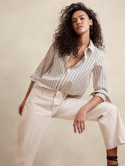 トップス BananaRepublic WesternShirt OmbreCheck L Oversized Long-Sleeve Popover Tunic | Banana Republic