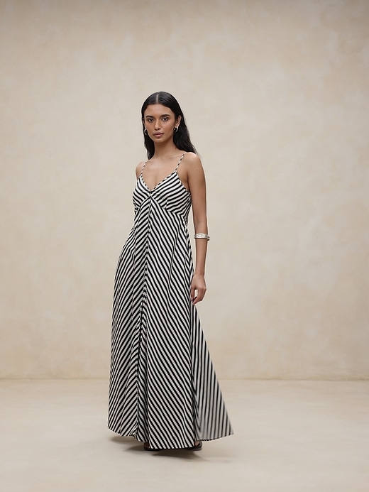 Bias-Cut Cotton Poplin Maxi Dress | Banana Republic